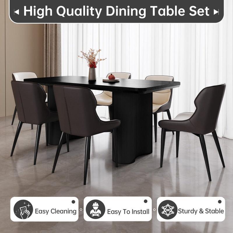 Guyii 62.99" Black Rectangular Dining Table, Modern Kitchen Table