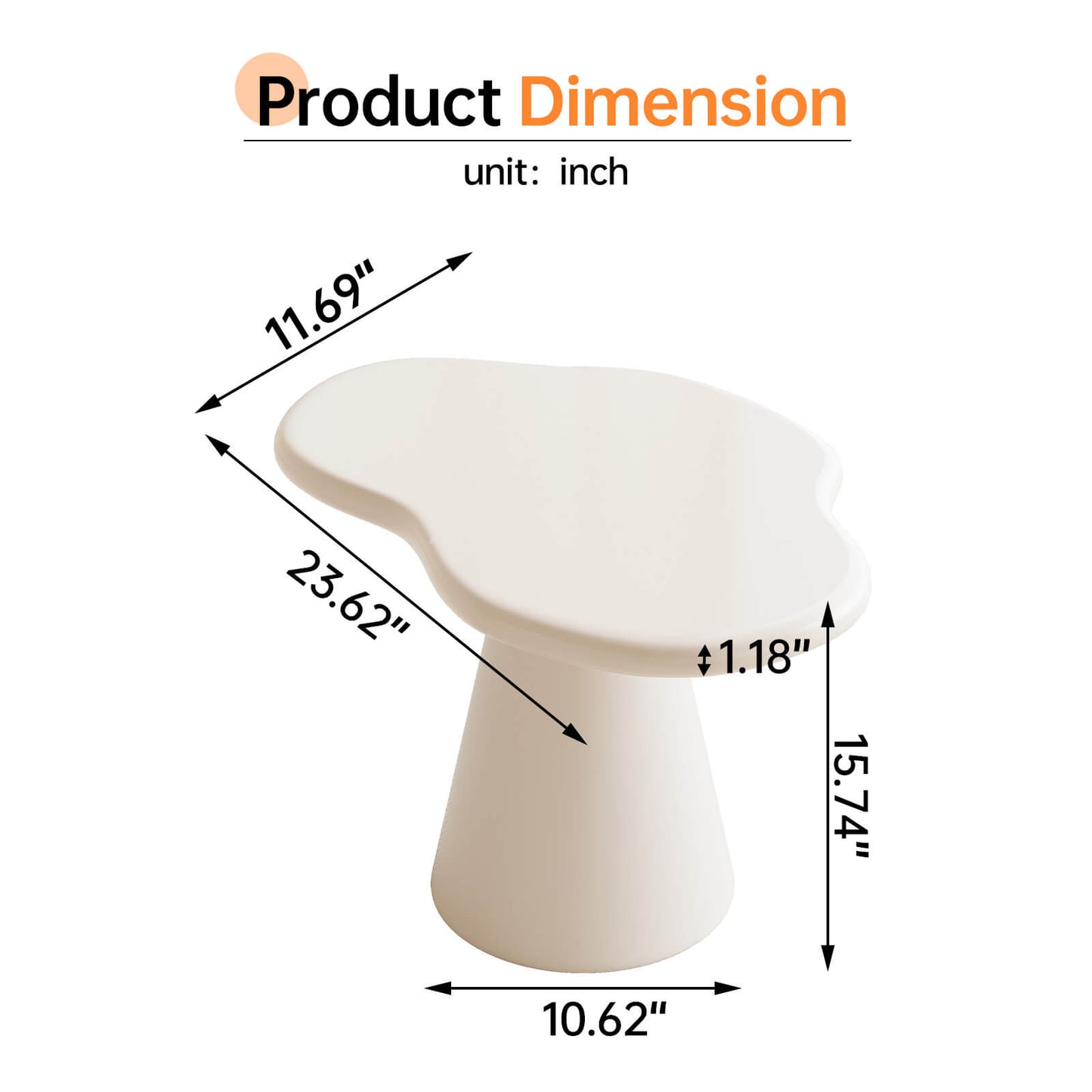Guyii Irregular Side Table – Cream White Rounded Corners, Easy Assembly | Q1623-UK