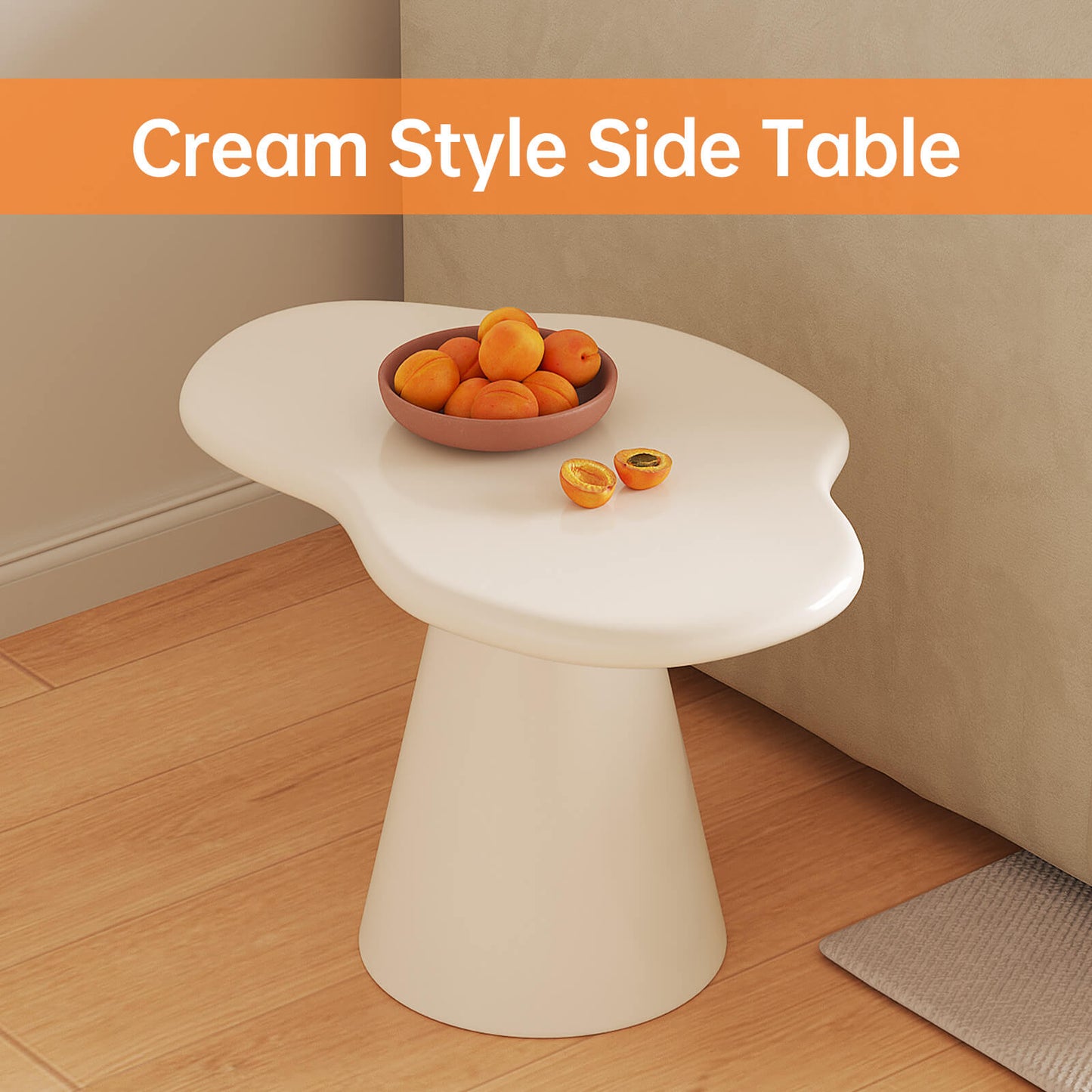 Guyii Irregular Side Table, Cream White End Table, Small Sofa Table | Q1623-DE