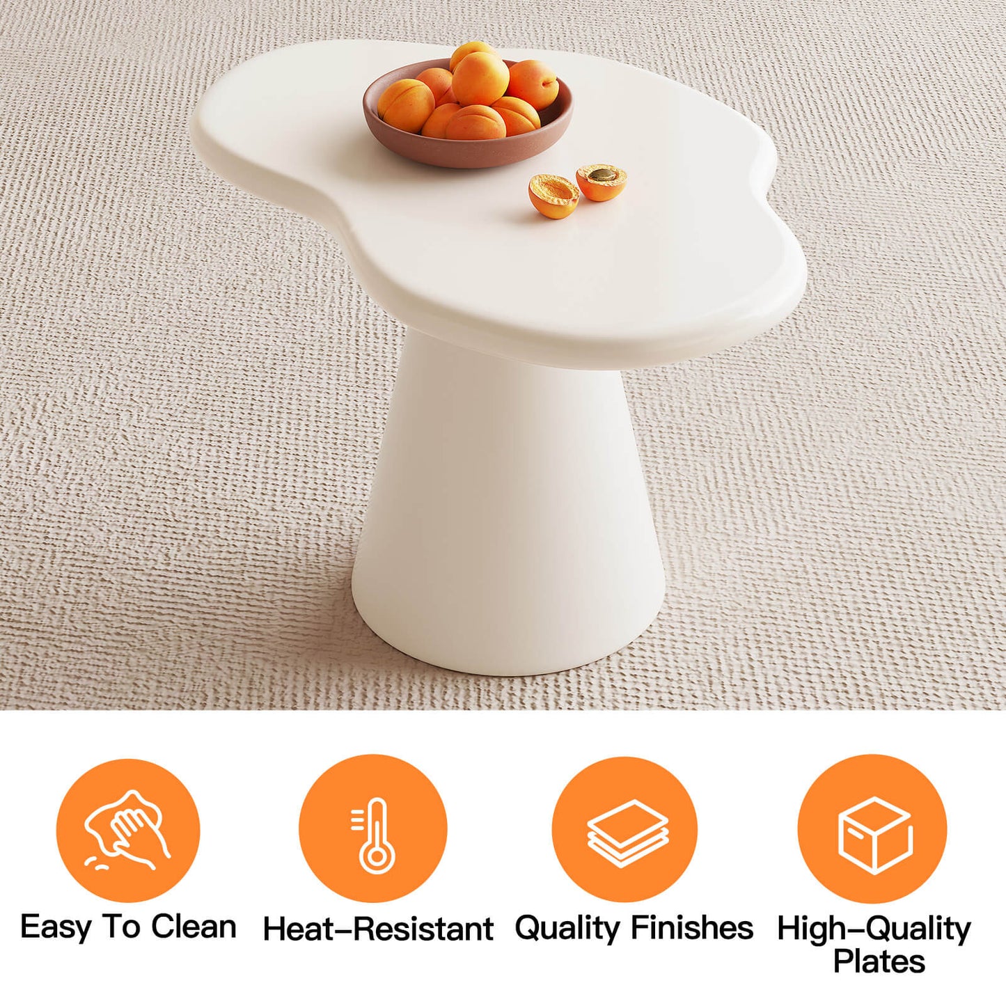 Guyii Irregular Side Table – Cream White Rounded Corners, Easy Assembly | Q1623-UK