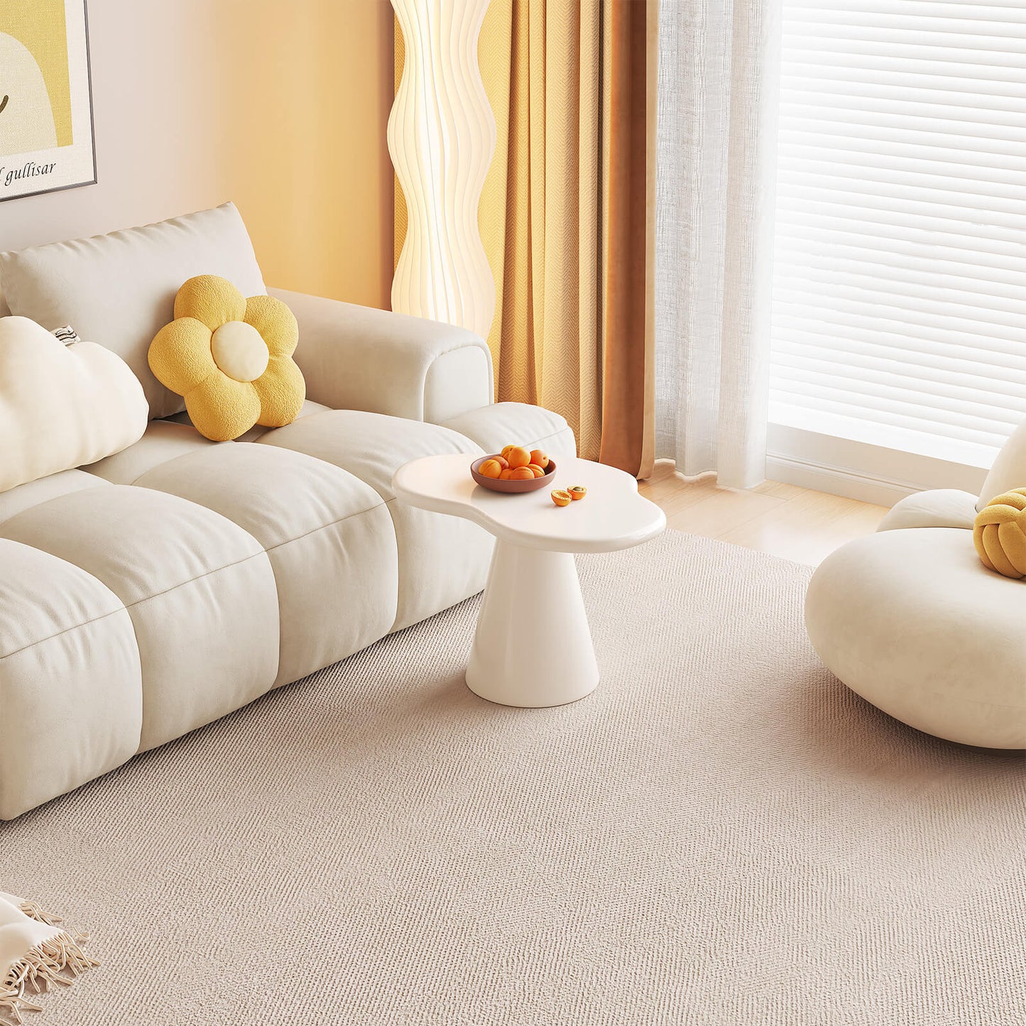 Guyii Irregular Side Table, Cream White End Table, Small Sofa Table | Q1623-DE