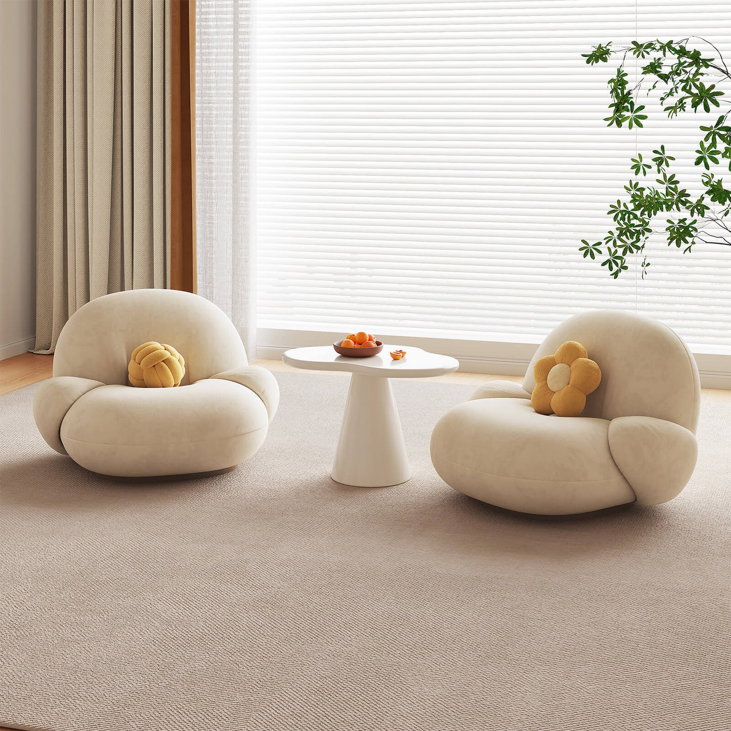 Guyii Irregular Side Table, Cream White End Table, Small Sofa Table | Q1623-DE