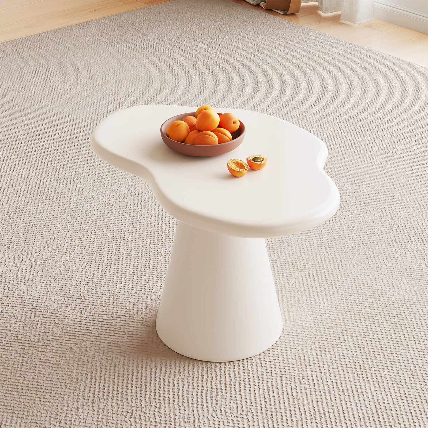 Guyii Irregular Side Table – Cream White Rounded Corners, Easy Assembly | Q1623-UK