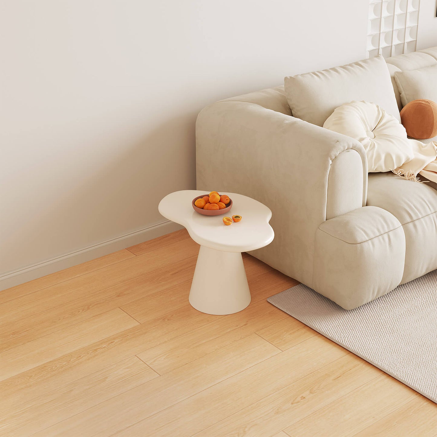 Guyii Irregular Side Table, Cream White End Table, Small Sofa Table | Q1623-DE