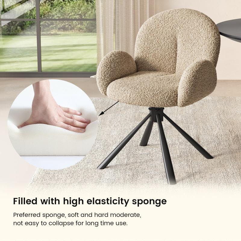 Guyii Modern Dining Chair No Wheels, 360° Swivel Office Desk Chair for Home & Dining Room
