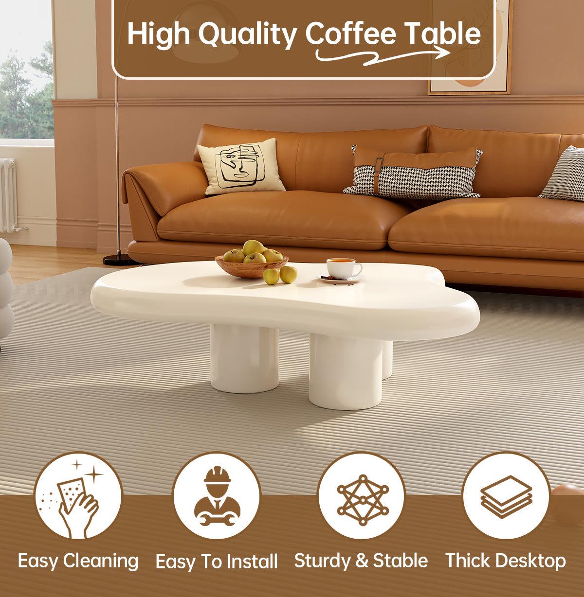 Guyii 41”-46" Cloud Coffee Table with 3 Legs, Modern Coffee Table for Living Room