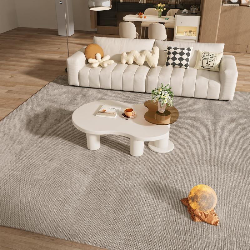 Guyii Nesting Coffee Table Set of 2, Tempered Glass Side Table & Cloud Coffee Table for Living Room