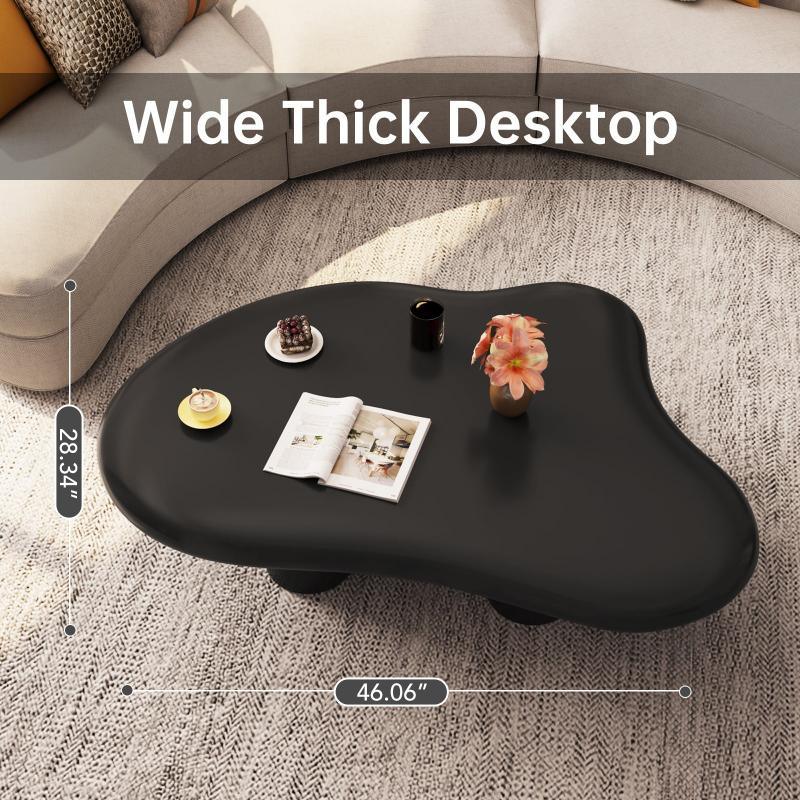 Guyii 35“-46” Cloud Coffee Table 4 Legs, Cute Coffee Table, Upgraded White Modern Tea Table