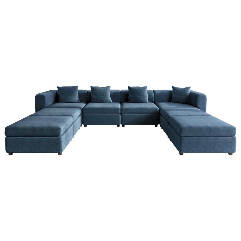 Guyii Velvet Sectional Sofa, Modern Oversized 4-9 Seater with Pillows and Storage Footstool