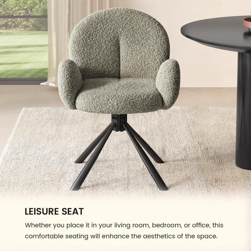 Guyii Modern Dining Chair No Wheels, 360° Swivel Office Desk Chair for Home & Dining Room