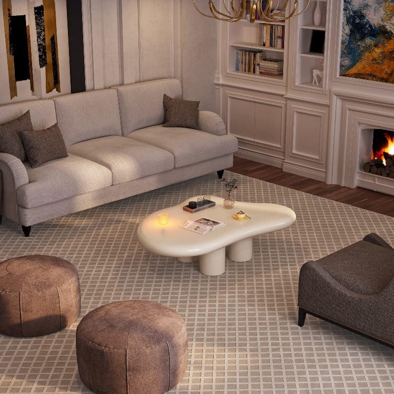 Guyii 35“-46” Cloud Coffee Table 4 Legs, Cute Coffee Table, Upgraded White Modern Tea Table