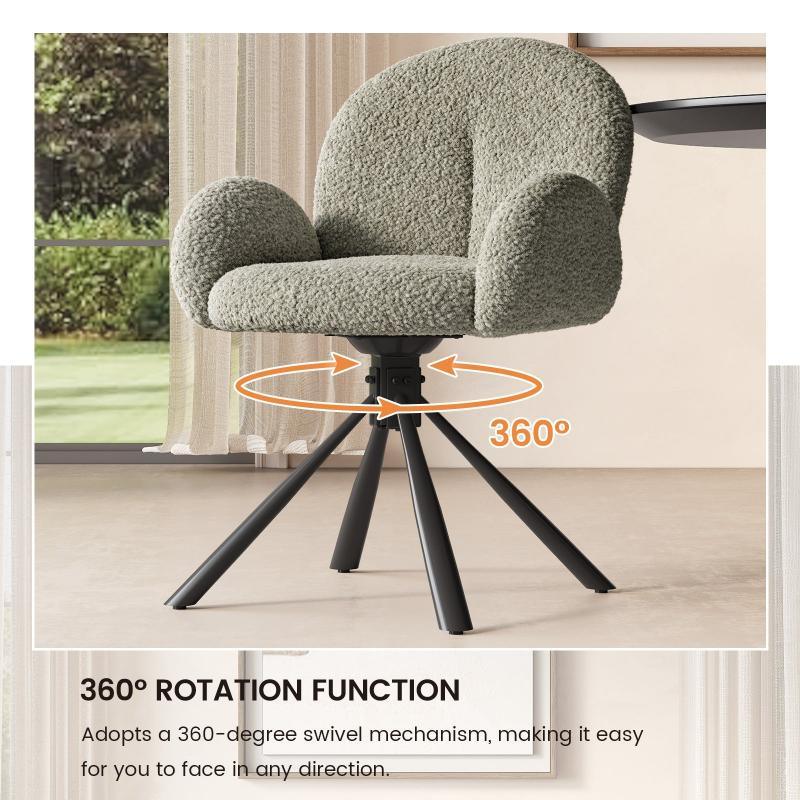 Guyii Modern Dining Chair No Wheels, 360° Swivel Office Desk Chair for Home & Dining Room