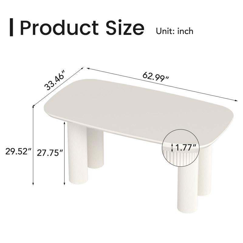 Guyii 55"-70" Rectangle Dining Table, Modern Kitchen Table for Dining Room