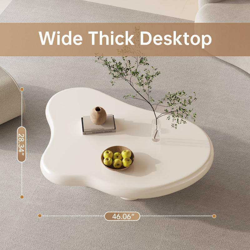 Guyii 35“-46” Cloud Coffee Table 4 Legs, Cute Coffee Table, Upgraded White Modern Tea Table