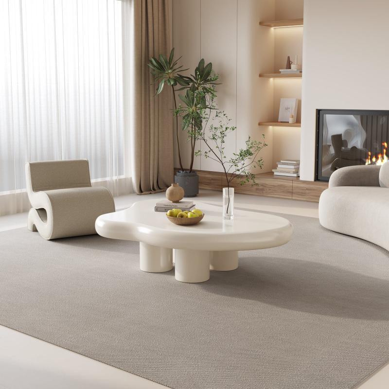 Guyii 35“-46” Cloud Coffee Table 4 Legs, Cute Coffee Table, Upgraded White Modern Tea Table