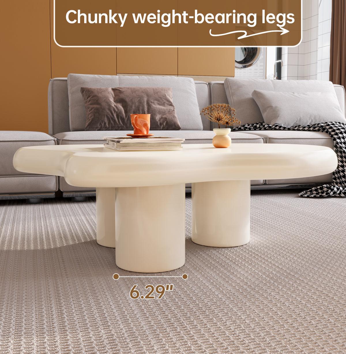 Guyii 41”-46" Cloud Coffee Table with 3 Legs, Modern Coffee Table for Living Room