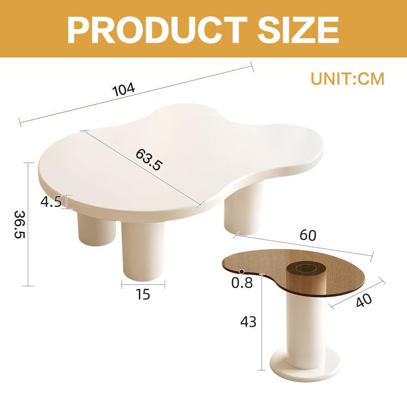 Guyii Nesting Coffee Table Set of 2, Tempered Glass Side Table & Cloud Coffee Table for Living Room