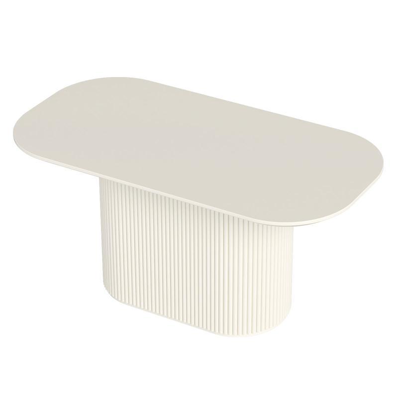 Guyii 63"-87" Cream White Oval Dining Table, Modern Kitchen Table