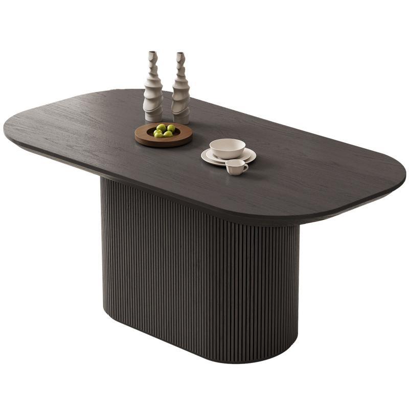 Guyii 63"-86" Black Oval Dining Table, Modern Kitchen Table for Dining Room