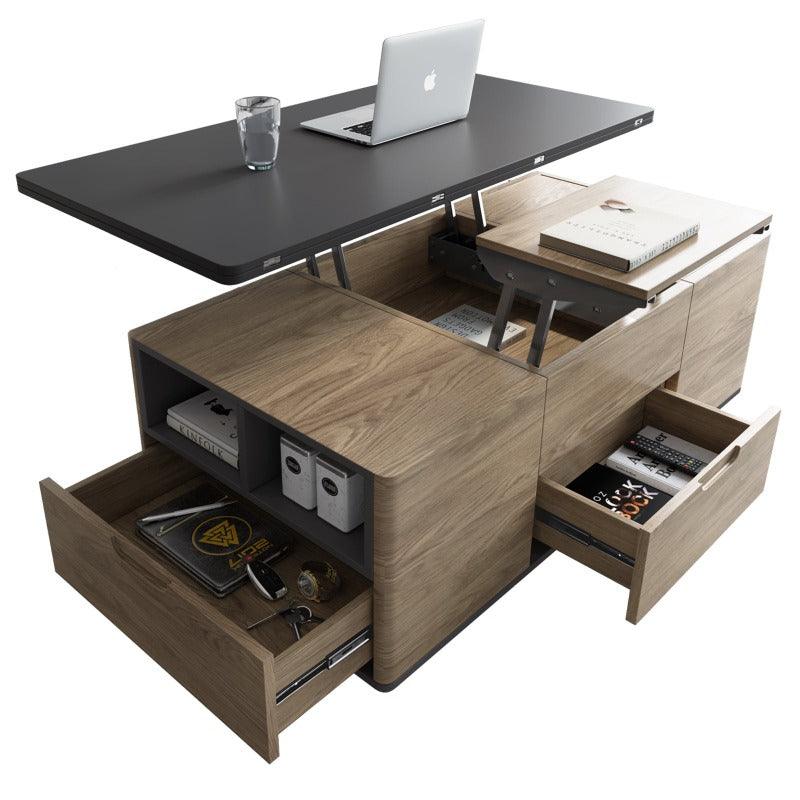 Guyii 47“ Multifunctional Lift-Top Coffee Table with 4 Stools, 3-in-1 Center Table