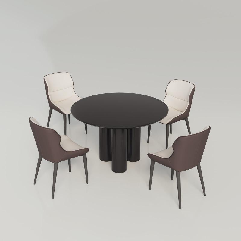Guyii 30"-46" Black Round Dining Table, Modern White Kitchen Table for 4-6 People