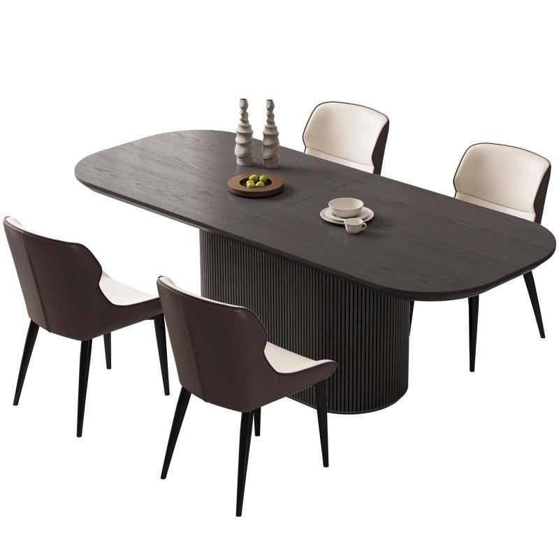 Guyii 63"-87" Black Oval Dining Table Set, Modern Kitchen Table with 4-8 Chairs