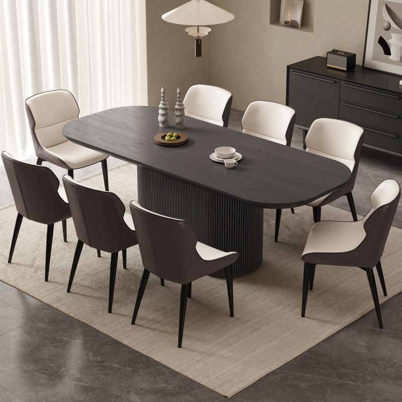 Guyii 63"-87" Black Oval Dining Table Set, Modern Kitchen Table with 4-8 Chairs
