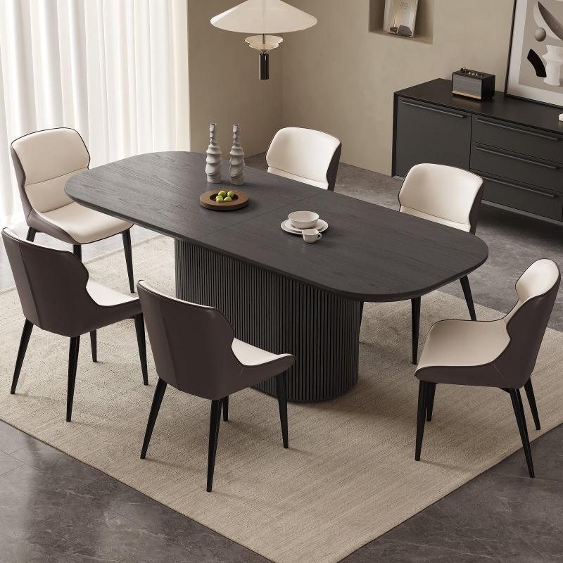 Guyii 63"-87" Black Oval Dining Table Set, Modern Kitchen Table with 4-8 Chairs