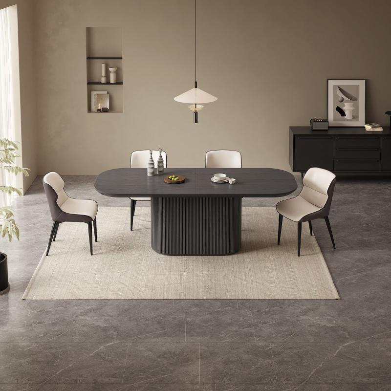 Guyii 63"-87" Black Oval Dining Table Set, Modern Kitchen Table with 4-8 Chairs