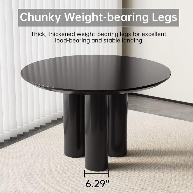 Guyii 30"-46" Black Round Dining Table, Modern White Kitchen Table for 4-6 People