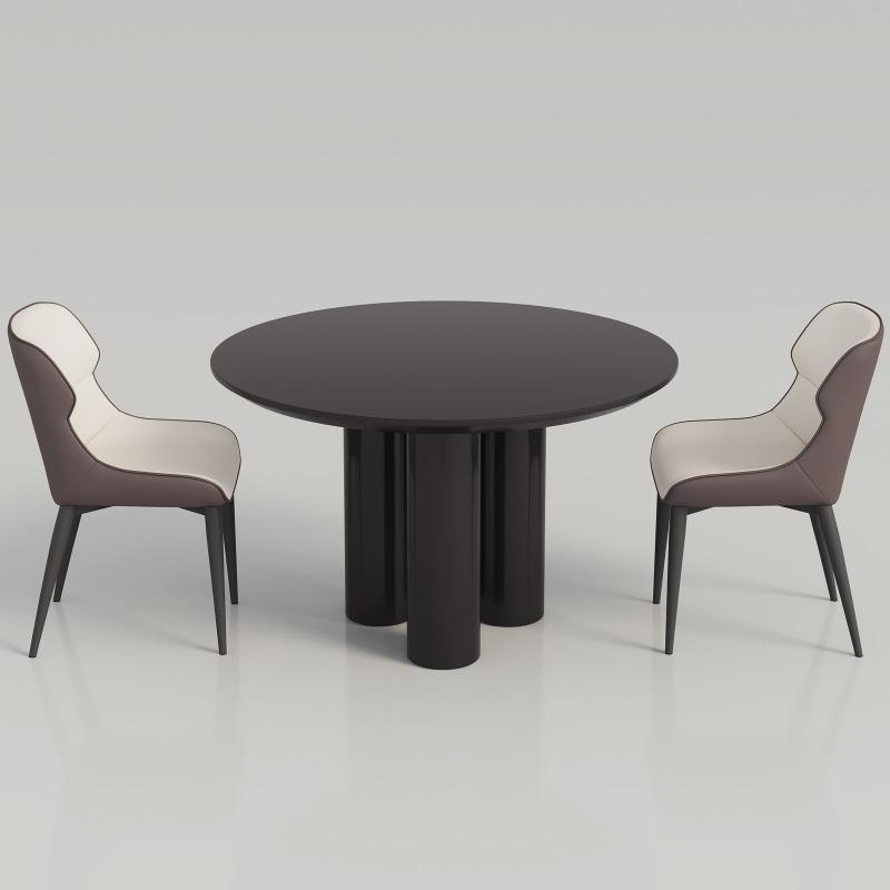 Guyii 30"-46" Black Round Dining Table, Modern White Kitchen Table for 4-6 People