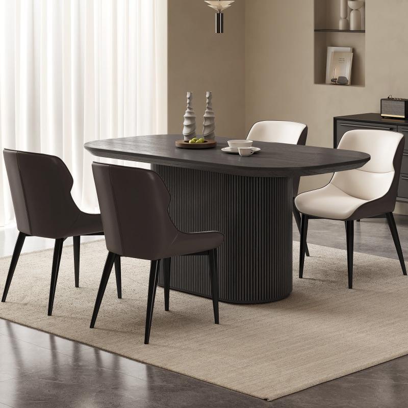 Guyii 62.99" Black Oval Dining Table Set with 4 Chairs, Modern Dining Room Table Set