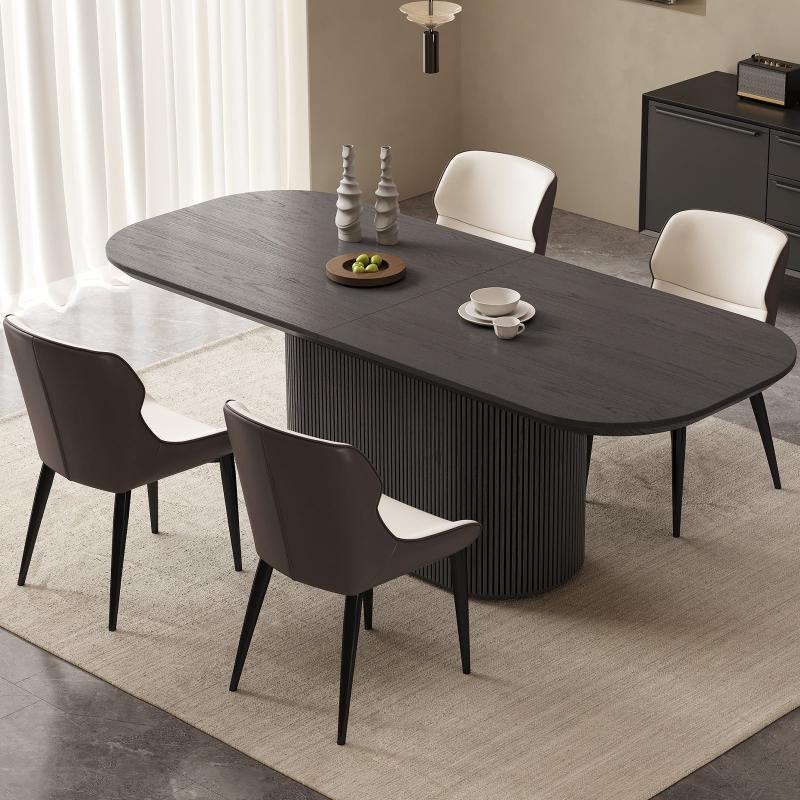 Guyii 63"-87" Black Oval Dining Table Set, Modern Kitchen Table with 4-8 Chairs