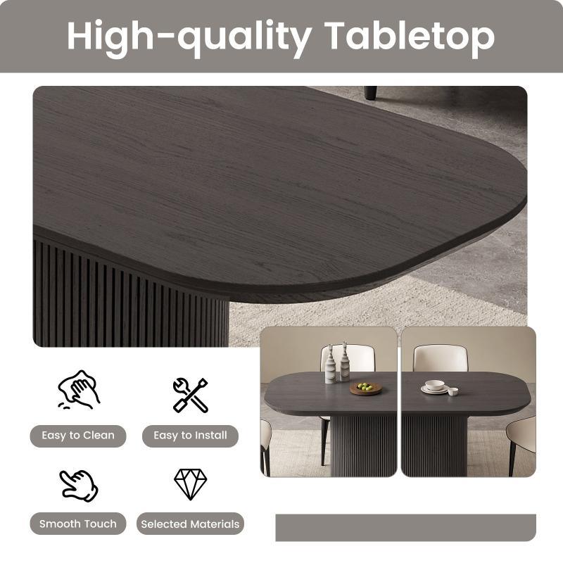 Guyii 62.99" Black Oval Dining Table Set with 6 Chairs, Modern Dining Room Table Set