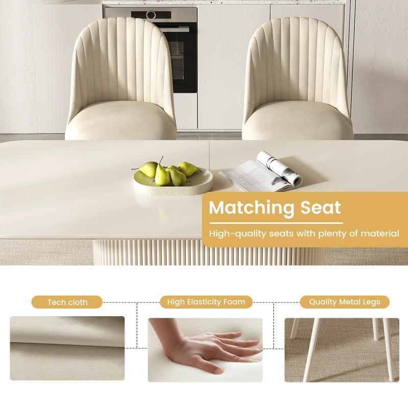 Guyii 63"-87" Cream White Oval Dining Table Set, Modern Kitchen Table with 4-8 Chairs