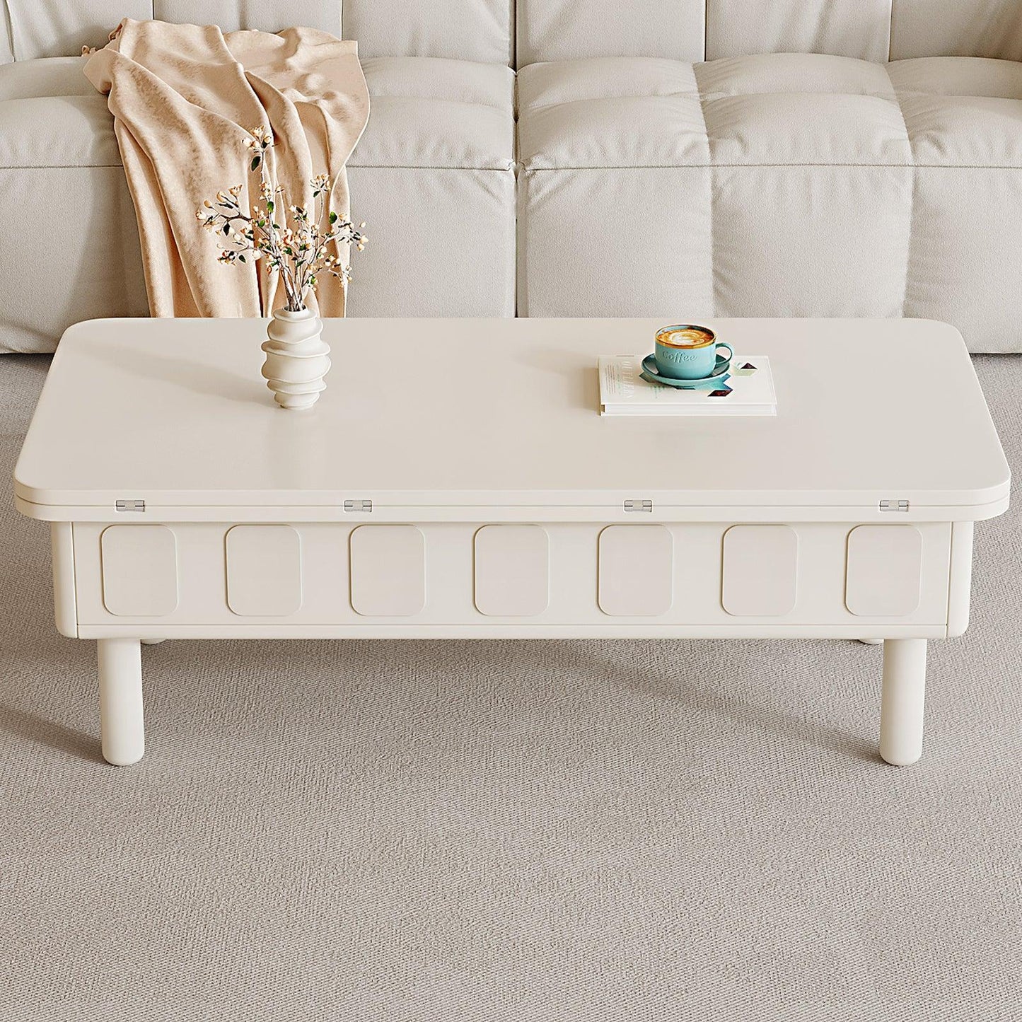 Guyii Extendable Coffee Table, 3-in-1 Multifunctional Lift Top Center Table