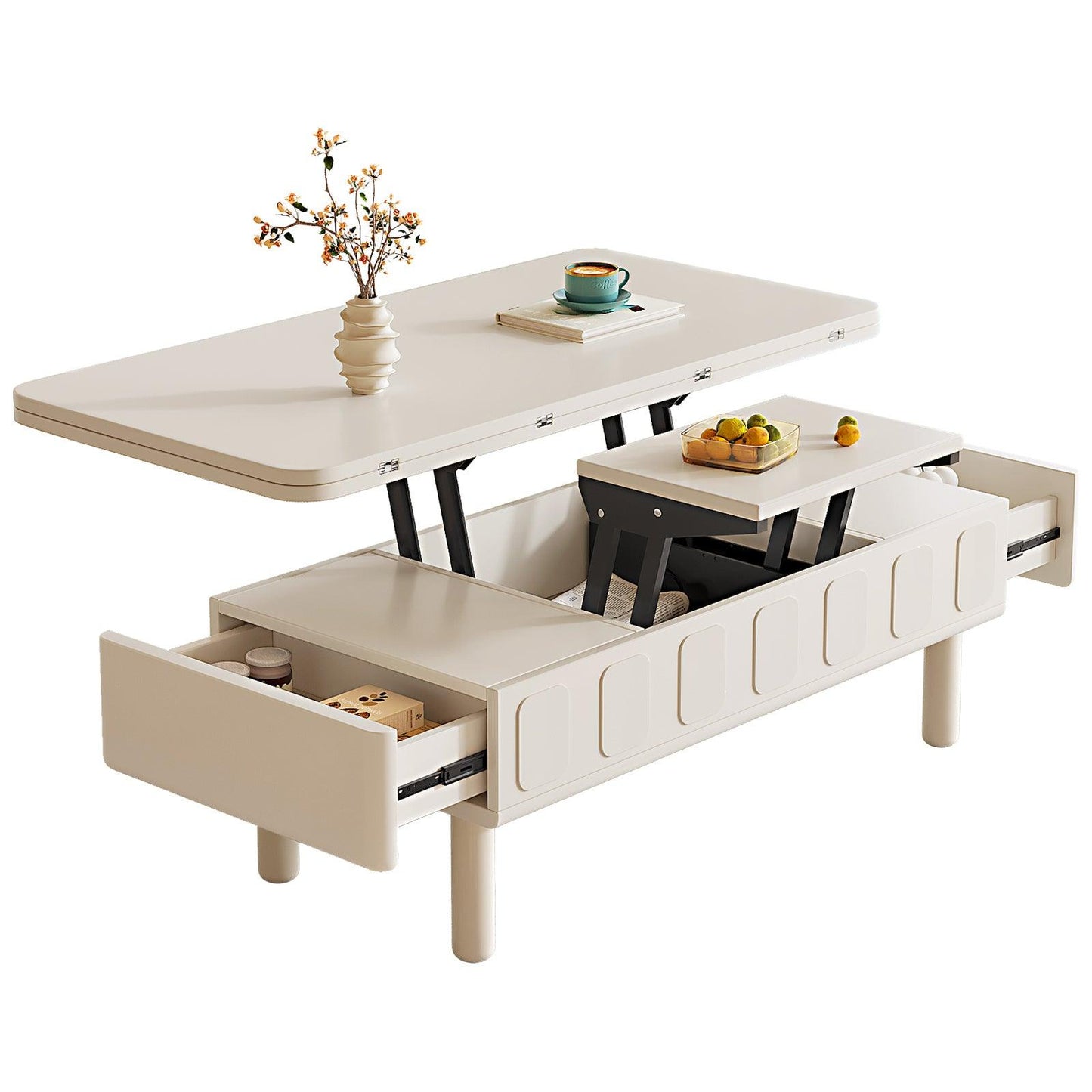 Guyii Extendable Coffee Table, 3-in-1 Multifunctional Lift Top Center Table
