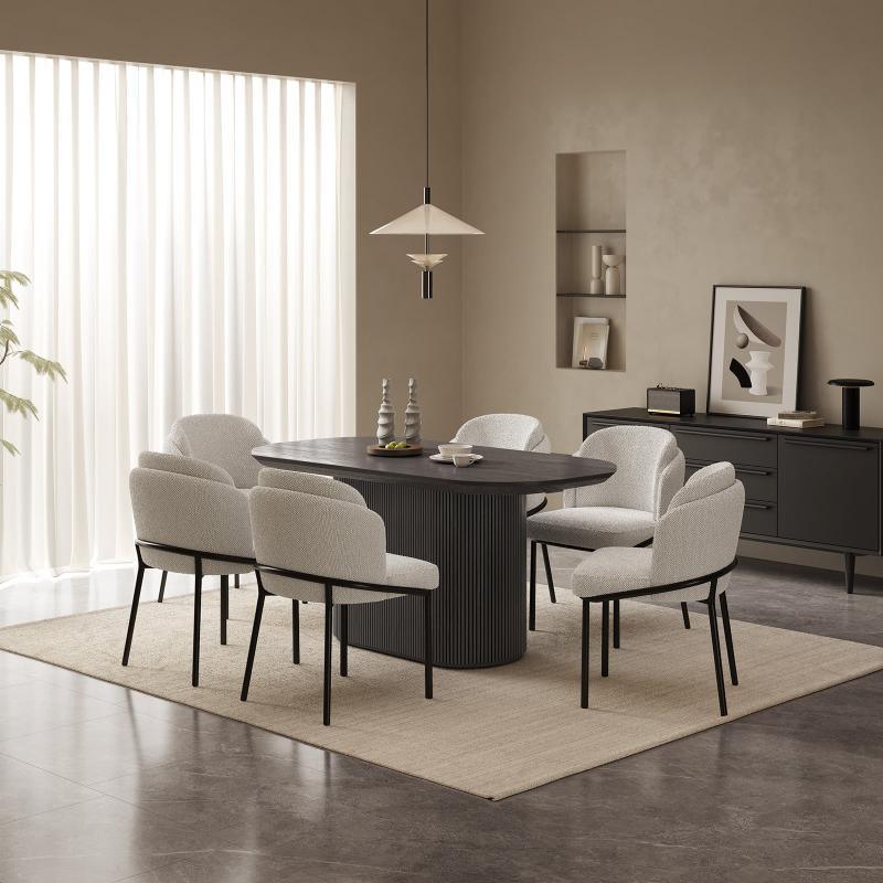 Guyii 63"-87" Black Oval Dining Table Set, Modern Kitchen Table with 4-8 Chairs
