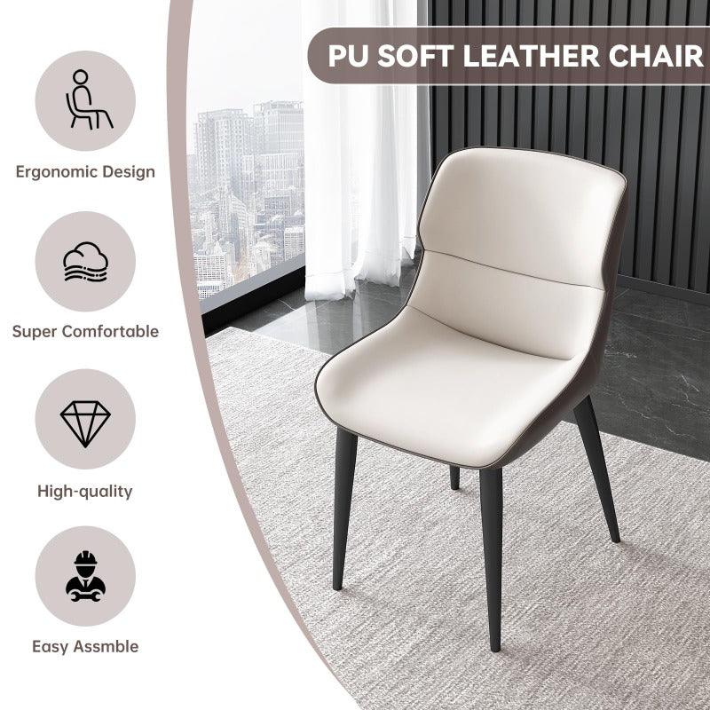Guyii 2-Pack Ergonomic Dining Chairs, Modern PU Leather Upholstered Metel Legs