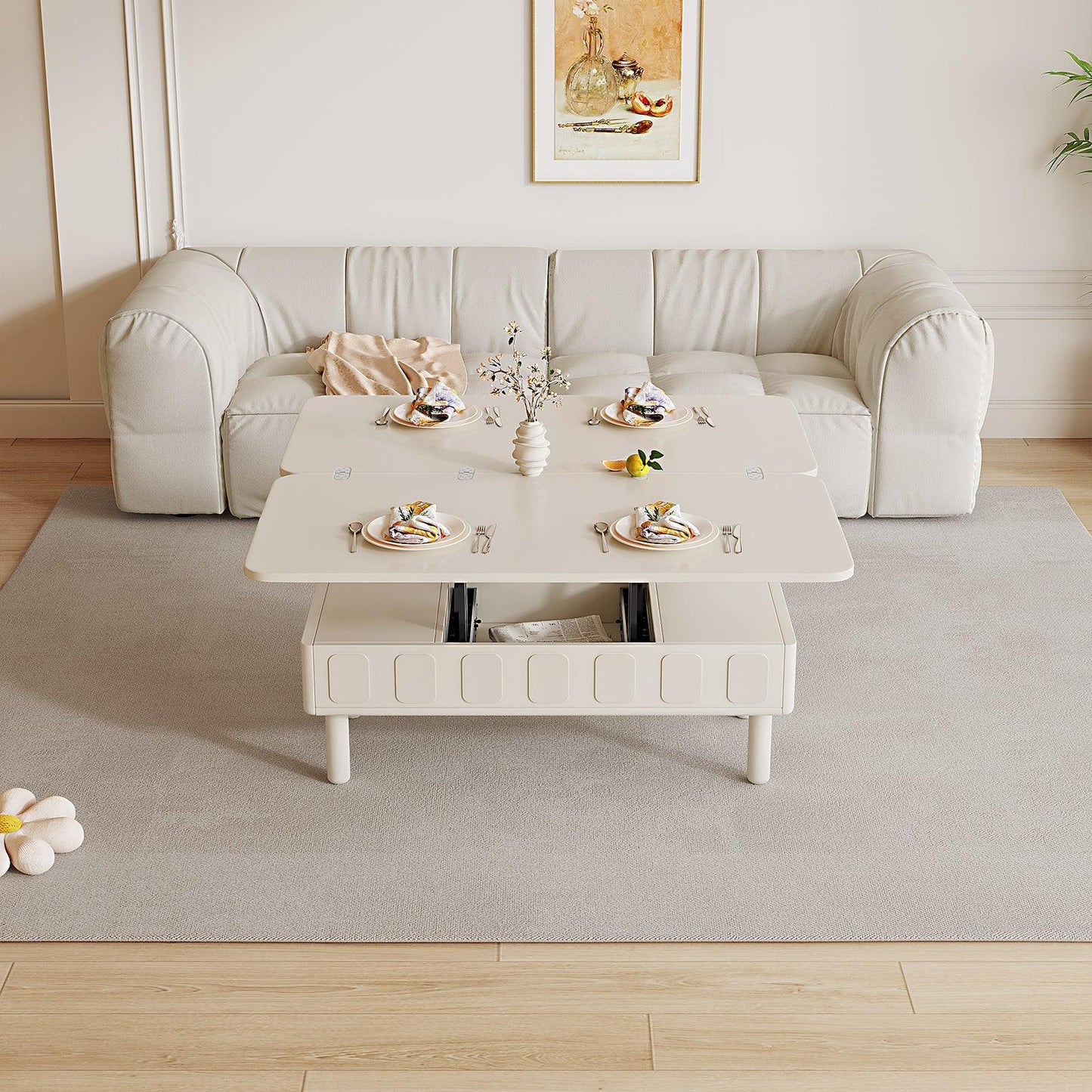 Guyii Extendable Coffee Table, 3-in-1 Multifunctional Lift Top Center Table