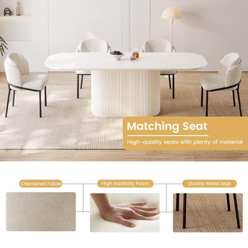 Guyii 63"-87" Cream White Oval Dining Table Set, Modern Kitchen Table with 4-8 Chairs