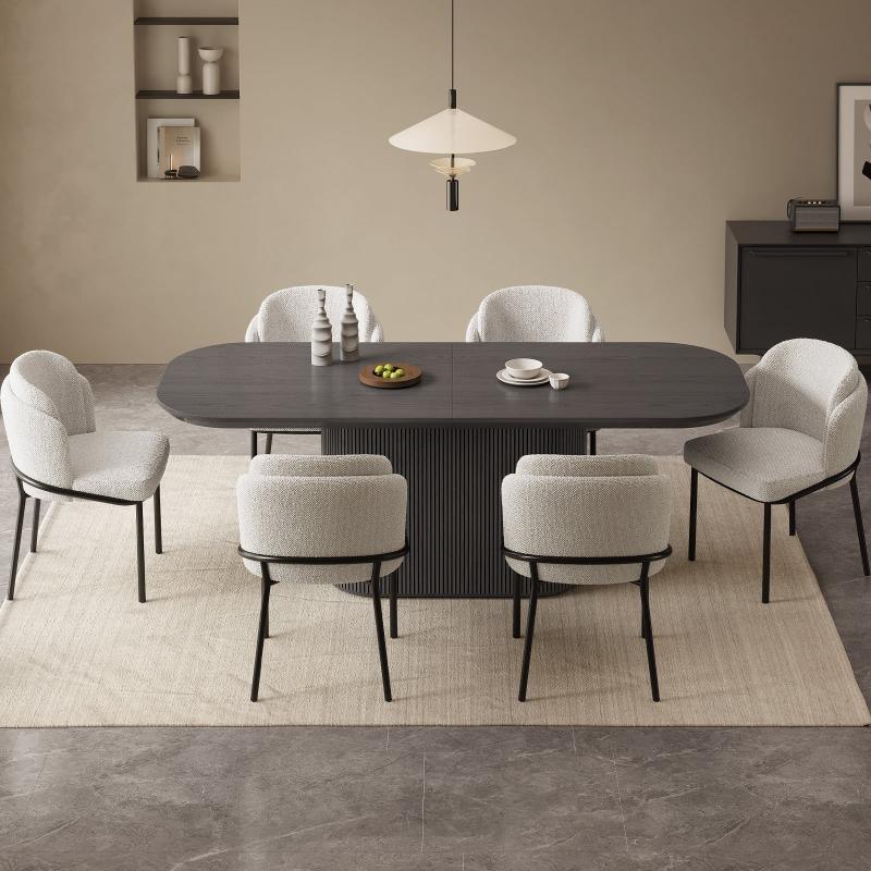 Guyii 63"-87" Black Oval Dining Table Set, Modern Kitchen Table with 4-8 Chairs