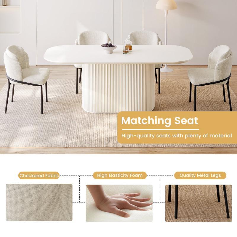 Guyii 63"-87" Cream White Oval Dining Table Set, Modern Kitchen Table with 4-8 Chairs