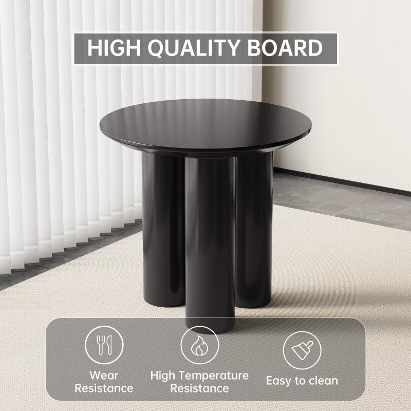 Guyii 30"-46" Black Round Dining Table, Modern White Kitchen Table for 4-6 People
