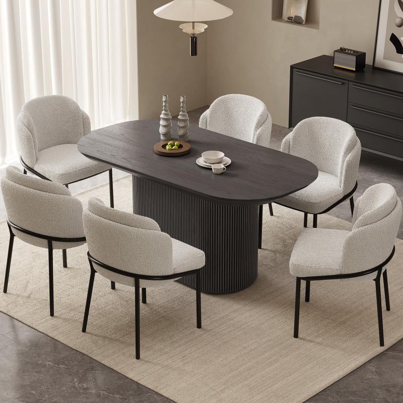 Guyii 63"-87" Black Oval Dining Table Set, Modern Kitchen Table with 4-8 Chairs