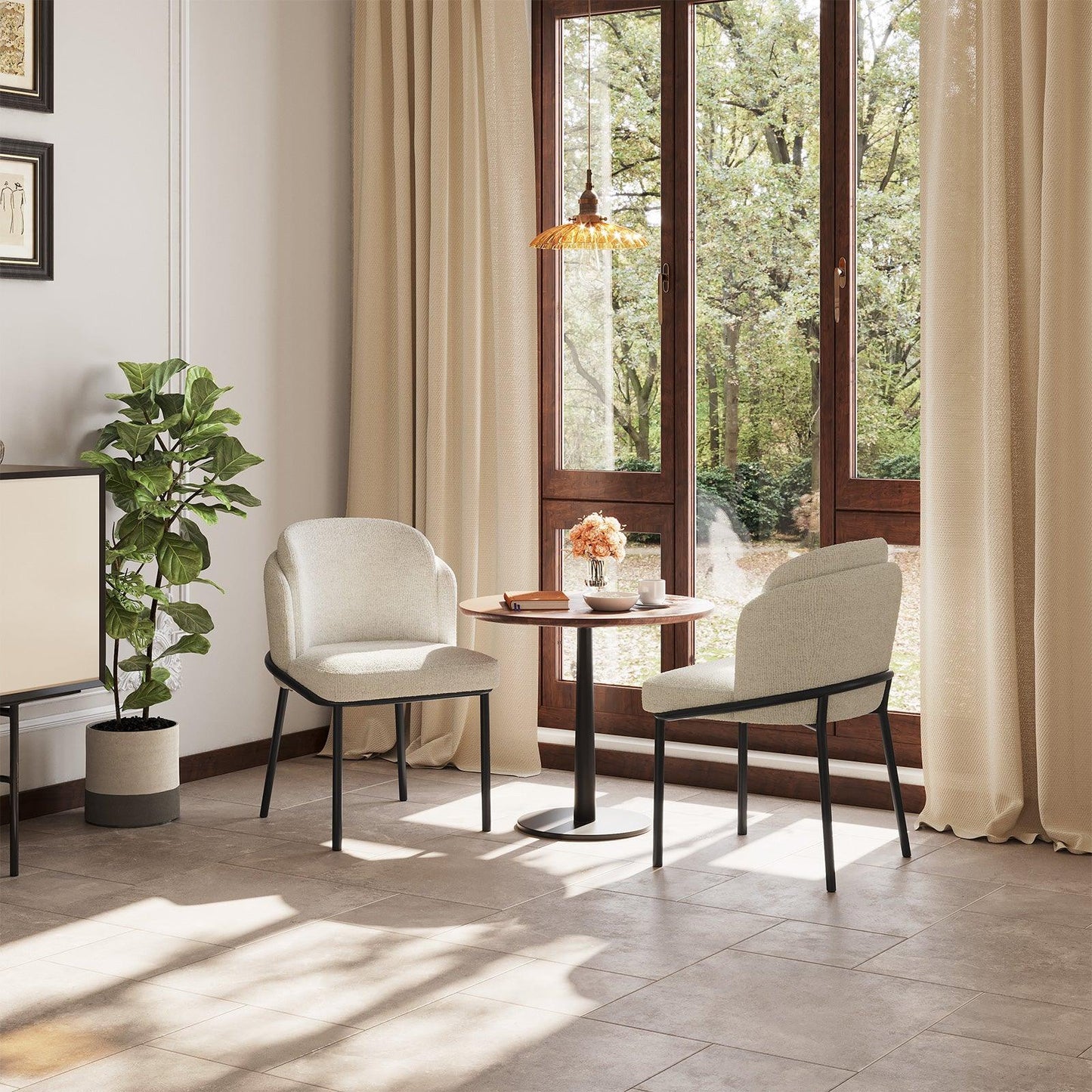 Guyii Dining Chairs Set of 2-6, Modern Fabric Dinner Chairs, Dining Room Kitchen Chairs with Metal Legs