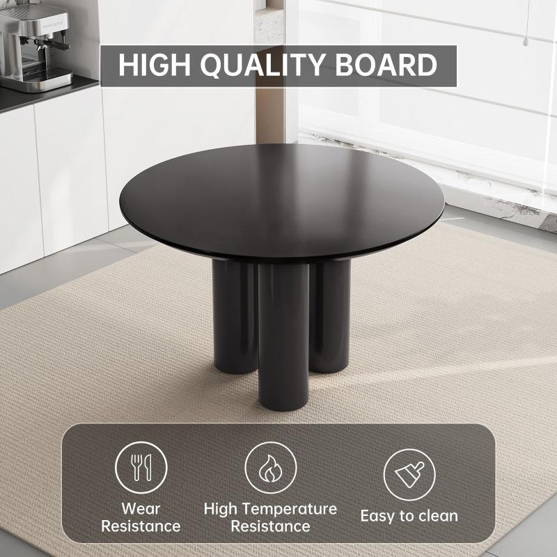 Guyii 30"-46" Black Round Dining Table, Modern White Kitchen Table for 4-6 People