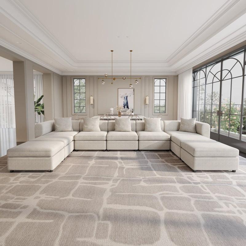 Guyii Velvet Sectional Sofa, Modern Oversized 4-9 Seater with Pillows and Storage Footstool
