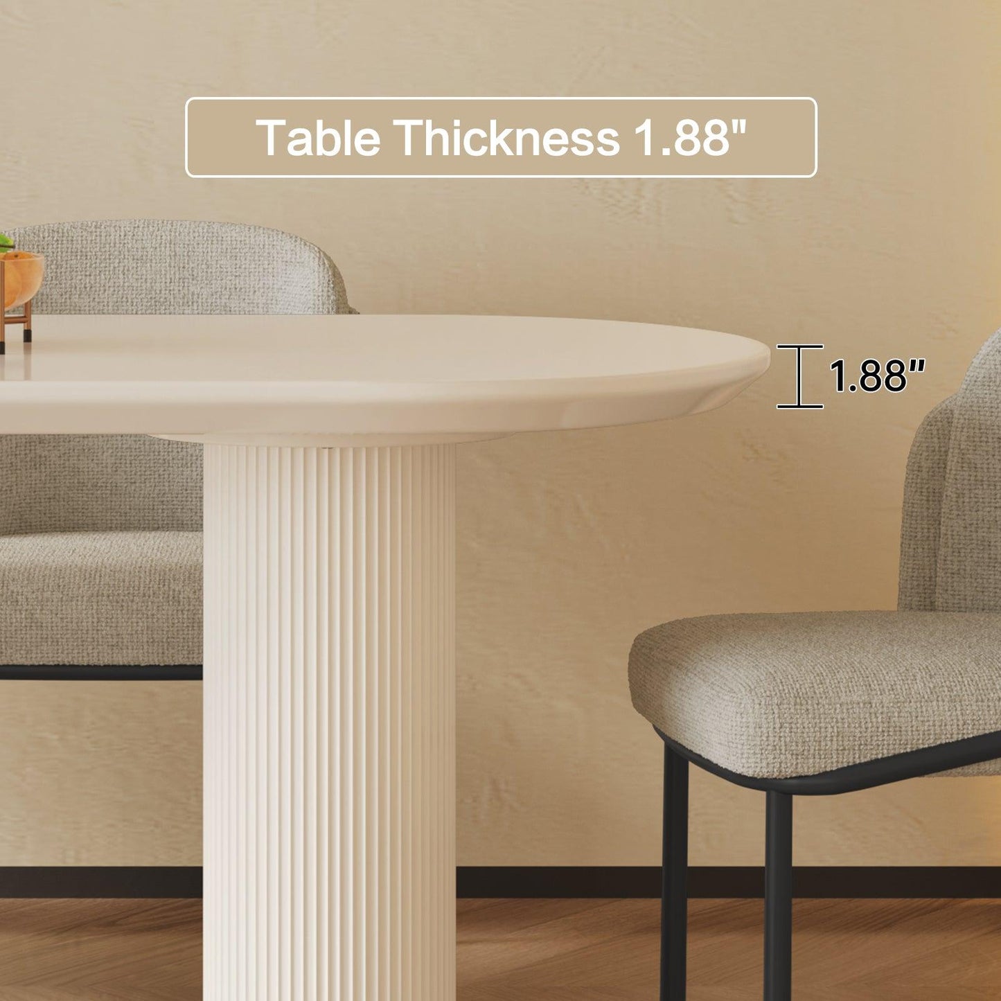 Guyii 55"-70" Cream White Dining Table Set, Modern Kitchen Table with 4-8 Chairs