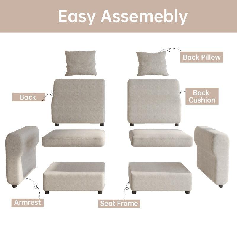 Guyii Velvet Sectional Sofa, Modern Oversized 4-9 Seater with Pillows and Storage Footstool